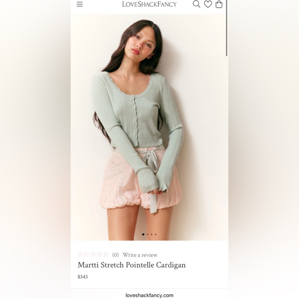 LoveShackFancy Martti Stretch Pointelle Cardigan